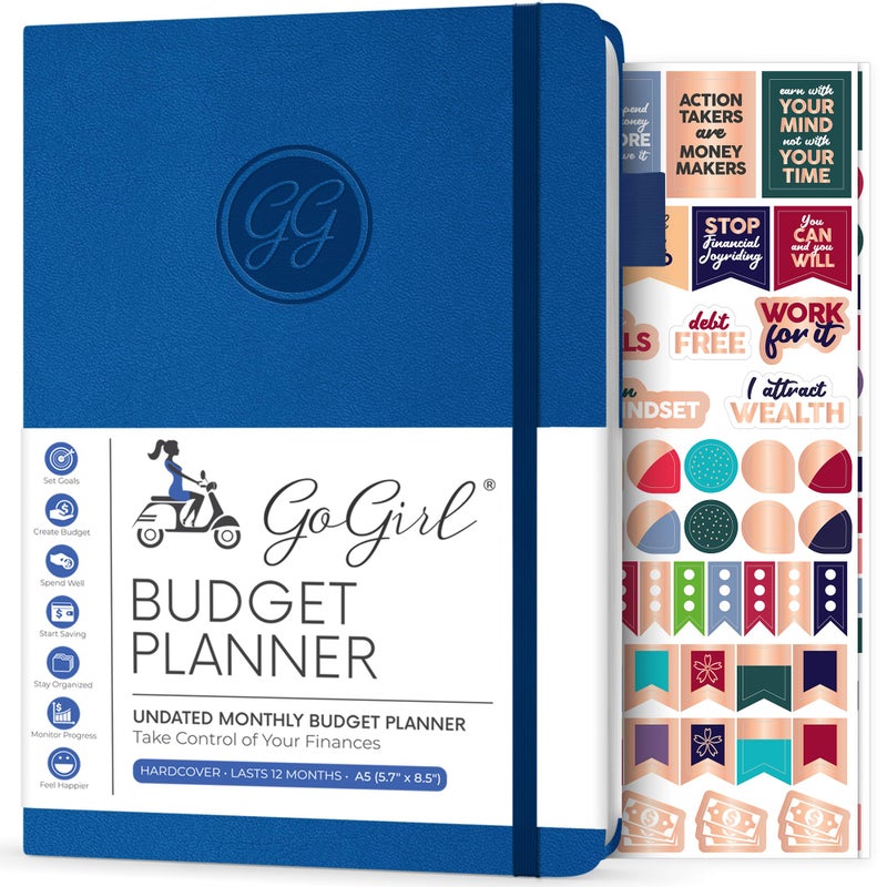 GoGirl Budget Planner â€“ Monthly Financial Planner Organizer Budget Book. Expense Tracker Notebook Journal to Control Money, A5 (Royal Blue) - Image 1